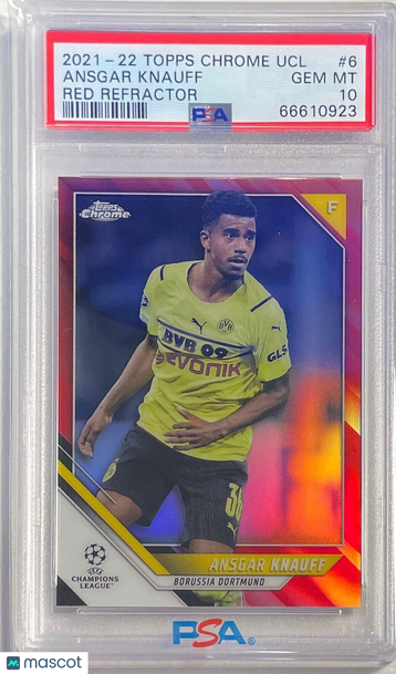 2021 Topps Chrome UEFA Champions League Ansgar Knauff #6 Red Refractor PSA 9
