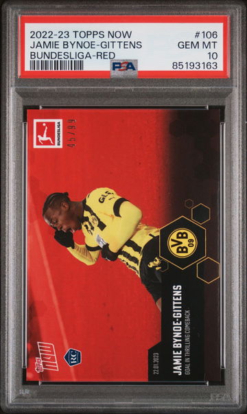 2022-23 TOPPS NOW BUNDESLIGA JAMIE BYNOE-GITTENS RED #106 RC ROOKIE PSA 10
