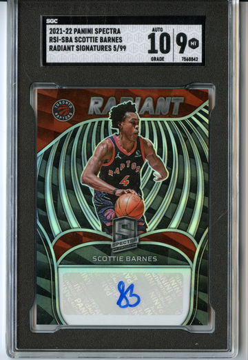 Scottie Barnes Radiant Signatures Rookie Auto /99 SGC 9 10 Auto RC