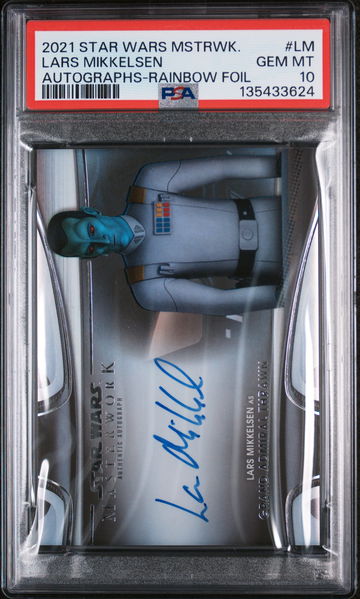 2021 Topps Star Wars Masterwork Autographs Rainbow Foil Lars Mikkelsen #LM /50 PSA 10