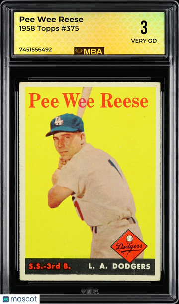 1958 Topps Pee Wee Reese #375 MBA 3