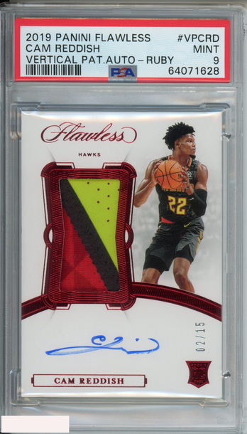 2019 PANINI FLAWLESS VERTICAL PATCH AUTO CAM REDDISH #VPCRD RUBY OF 15 RC PSA 9