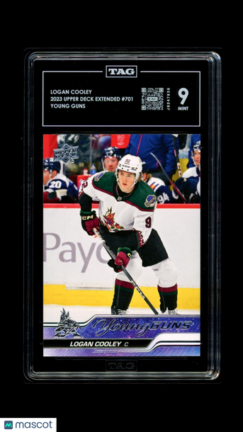 2023 Upper Deck Extended Young Guns Logan Cooley #701 Rookie TAG 9