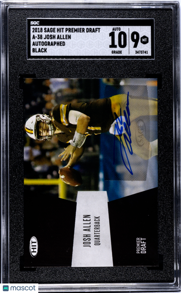 2018 Sage Hit Premier Draft Josh Allen #A-38 Autograph Black SGC 9 Auto 10