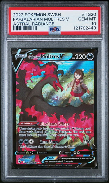 2022 Pokemon Sword and Shield Astral Radiance Trainer Gallery Galarian Moltres V #TG20 PSA 10
