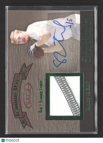 2017 SAGE Training Days C.J. Beathard #TDA-2 /5 Authentic Autograph Piece of a shirt worn by QB C.J. Beathard while trai