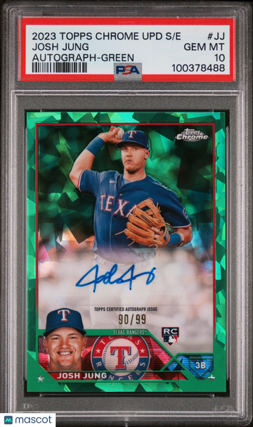 2023 Topps Chrome Update Sapphire Edition Autograph Josh Jung #JJ Green /99 PSA 10