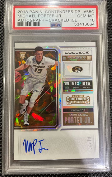2018 Michael Porter Jr Panini Contenders DP Cracked Ice Auto 1/23 PSA 10 Pop 1