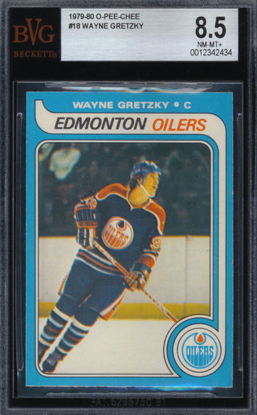 1979-80 O-Pee-Chee #18 Wayne Gretzky Rookie Card BVG 8.5