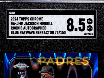 2024 Topps Chrome Jackson Merrill #RA-JME RK. Autograph Blue Raywave Refractor SGC 8.5