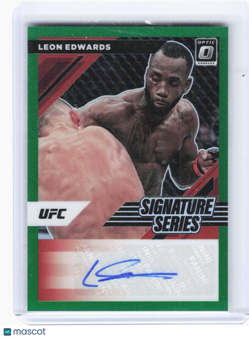 Panini 2022 Panini Donruss Optic Prizm Signature Series MMA—Leon Edwards #SS-LEW Green 4/5—Excellent