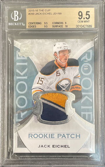 Jack Eichel 2015-16 UD The Cup #200 Rookie Patch True RC /99 BGS 9.5 Gem Mint