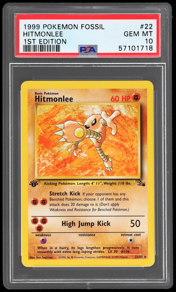 1999 Pokemon Fossil Hitmonlee 1st Edition PSA 10