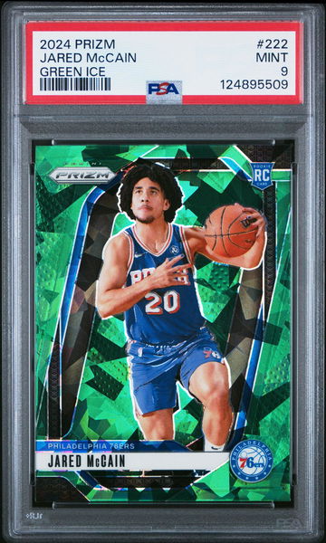2024 Panini Prizm Green Ice Prizm Jared Mccain #222 PSA 9