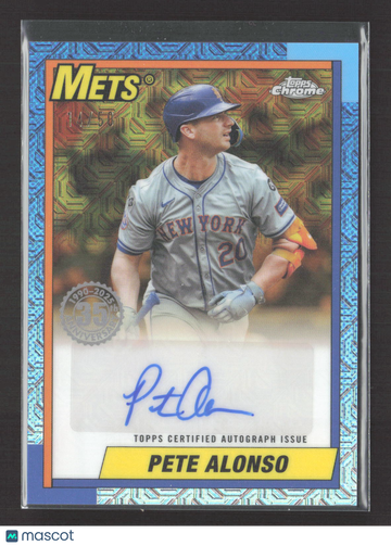 2025 Topps Chrome 1990 Topps Baseball Pete Alonso #PA Blue Mojo Refractor 14/50 Auto