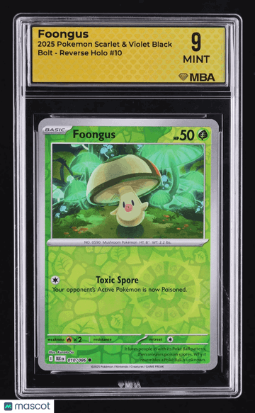 2025 Pokemon Scarlet & Violet Black Bolt Foongus Reverse Holo MBA 9 #10