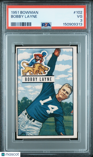 1951 Bowman Bobby Layne #102 Vintage Stock PSA 3