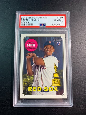 Rafael Devers 2018 Topps Heritage Action Rookie PSA 10.