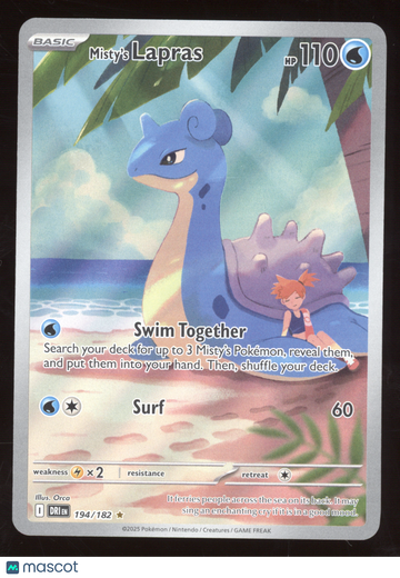 2025 S&V Destined Rivals Misty's Lapras Secret Rare #194/182