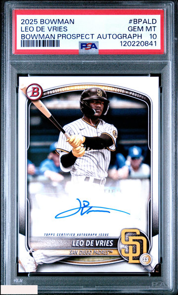 2025 BOWMAN PROSPECT AUTOGRAPHS LEO DE VRIES #BPALD PADRES PSA 10 GEM MT