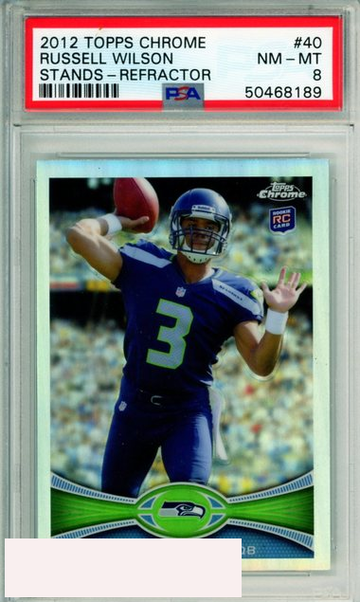 2012 TOPPS CHROME RUSSELL WILSON #40 STANDS-REFRACTOR ROOKIE RC PSA 8 NM-MT
