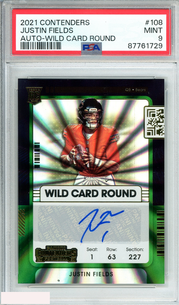 2021 PANINI CONTENDERS JUSTIN FIELDS #108 AUTO-WILD CARD ROUND RC PSA 9 MINT