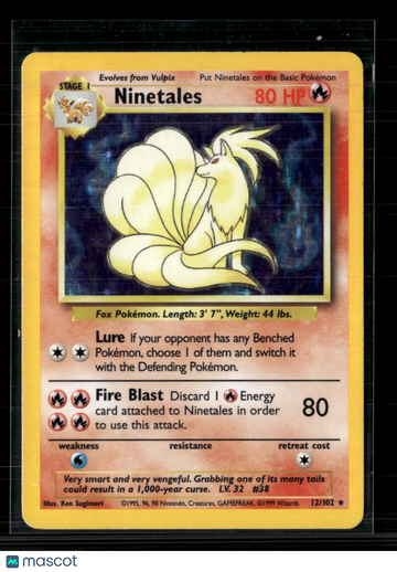 1999 Base Set Ninetales Holo Rare #12/102