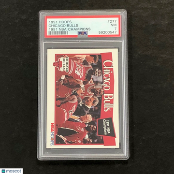 1991 Hoops Chicago Bulls #277 1991 NBA Champions PSA 7