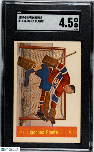 1957 Parkhurst Jacques Plante #15 SGC 4.5