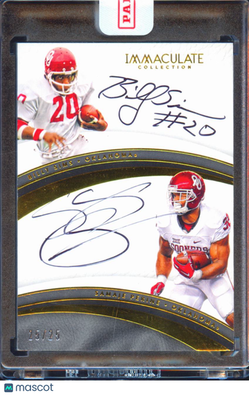 2017 Panini Immaculate Collection Collegiate Billy Sims Samaje Perine #5 /25 Dual Autograph
