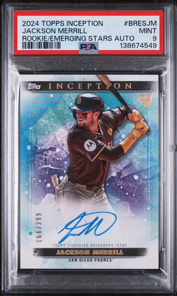 2024 Topps Inception Base Rookie and Emerging Star Autographs Jackson Merrill #BRESJM /399 PSA 9