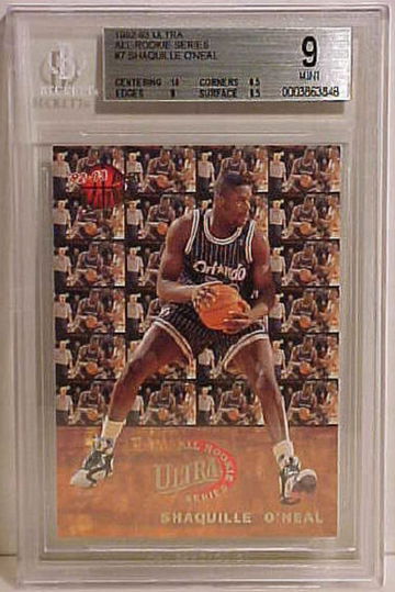 1992-93 ULTRA ALL ROOKIE SERIES #7 SHAQUILLE O'NEAL ROOKIE BGS 9 MINT