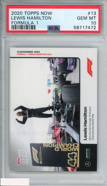 2020 TOPPS NOW FORMULA 1 LEWIS HAMILTON #13 ROOKIE RC PSA 10 GEM MT