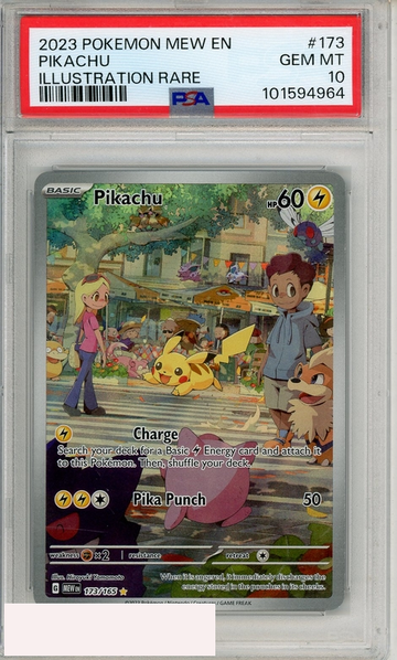 2023 POKEMON MEW EN-151 PIKACHU #173 ILLUSTRATION RARE PSA 10 GEM MT