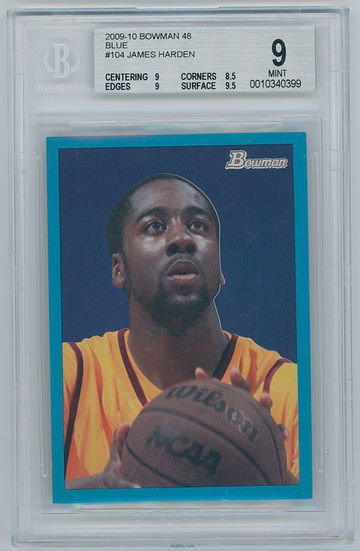 James Harden 2009-10 Bowman 48 #104 Blue Rookie #/1948 BGS 9
