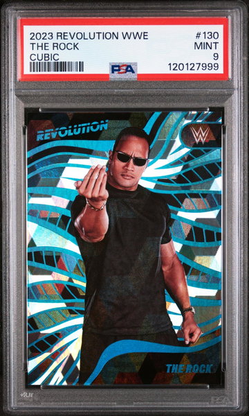 2023 Panini Revolution WWE Cubic the Rock #130 /49 PSA 9