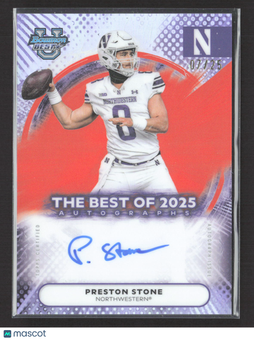 2025 Bowman University Best Football Preston Stone #BOA-PS Red 07/25 Auto
