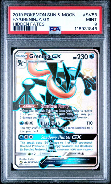 2019 Pokemon Sun and Moon Hidden Fates Greninja Ex #SV56 PSA 9