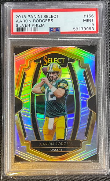 2018 Panini Select Aaron Rodgers Silver Prizm #156 - PSA 9 Mint - Green Bay Packers