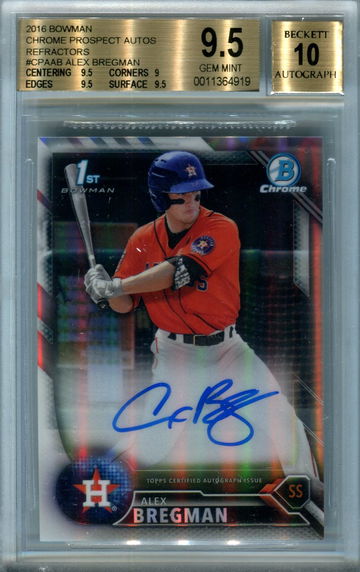 2016 Bowman Chrome Alex Bregman refractor /499 BGS 9.5 auto 10