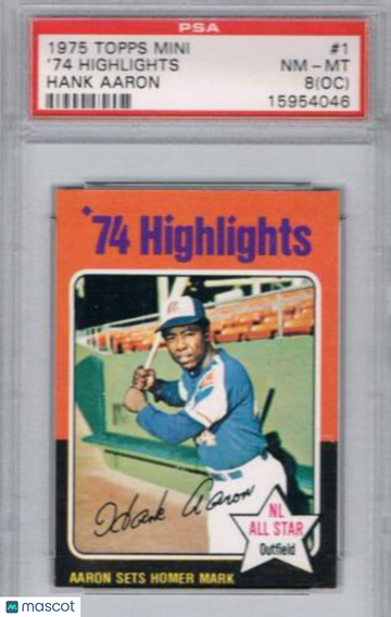 1975 Topps Mni '74 Highlights Hank Aaron PSA 8