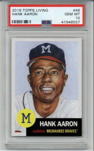 2018 TOPPS LIVING #46 HANK AARON BASEBALL CARD BRAVES PSA 10 SP LOW POP RARE