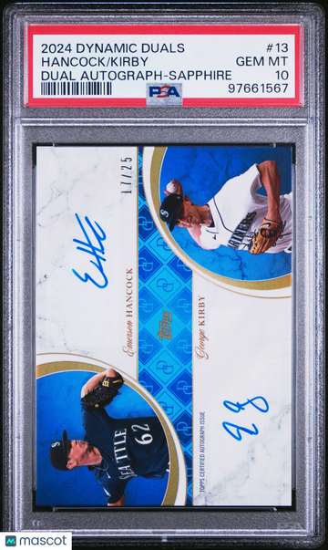 2024 Topps Dynamic Duals E. Hancock G. Kirby #13A Autograph Sapphire /25 PSA 10