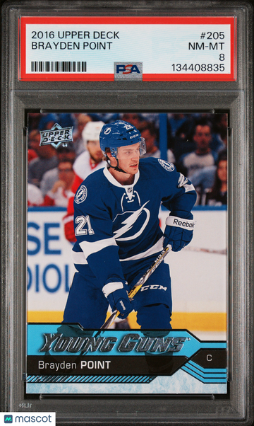 2016-17 Upper Deck Brayden Point #205 Young Guns Rookie PSA 8