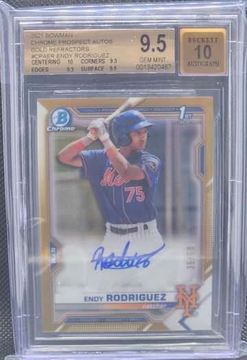 2021 Bowman Endy Rodriguez Gold Auto