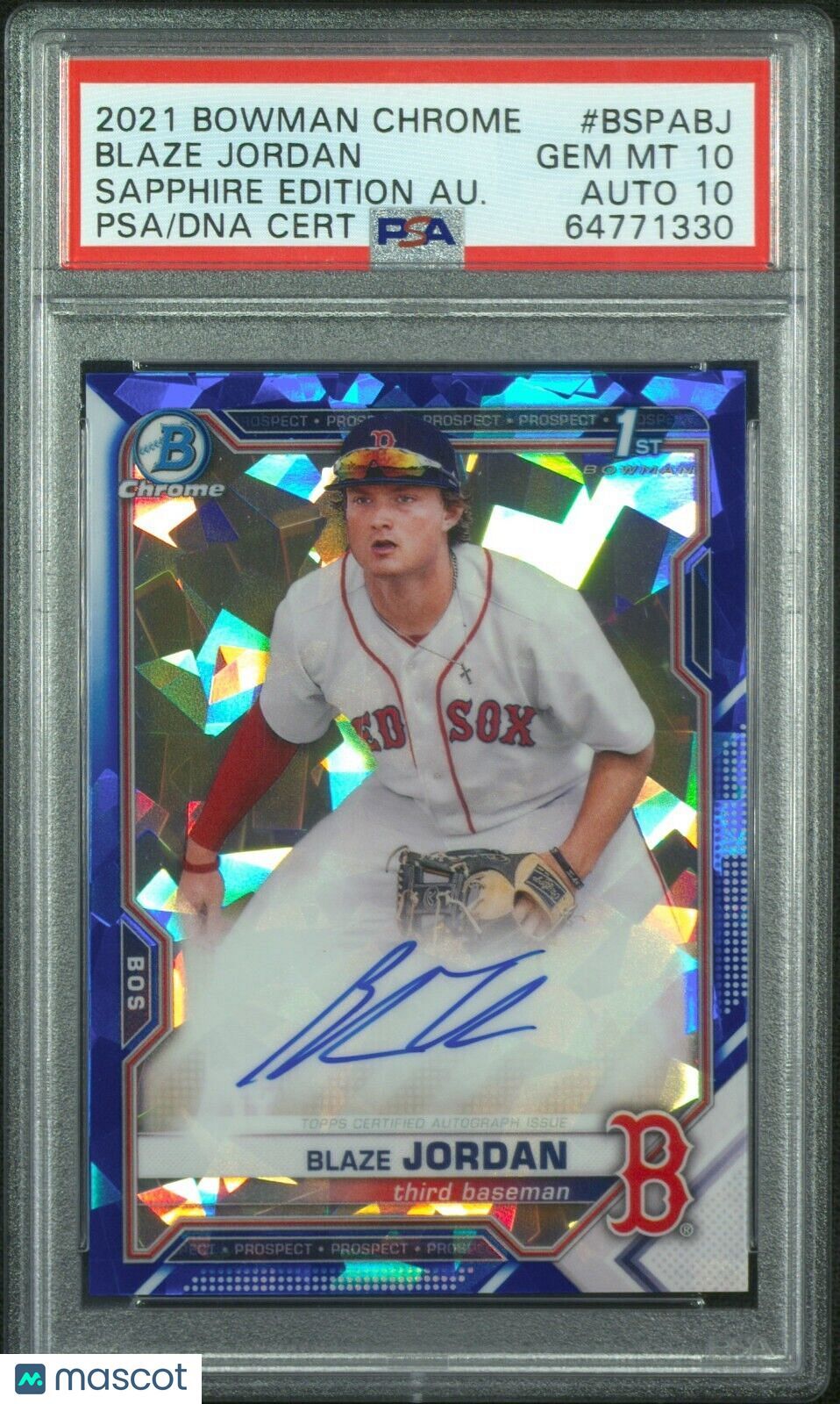 Blaze Jordan 2021 Bowman Chrome Sapphire Autograph Bowman 1st - PSA 10/10 Auto