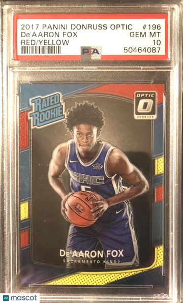 De'Aaron Fox 2017 Donruss Optic Red/Yellow PSA 10 Gem Mint #196 Sacramento Kings