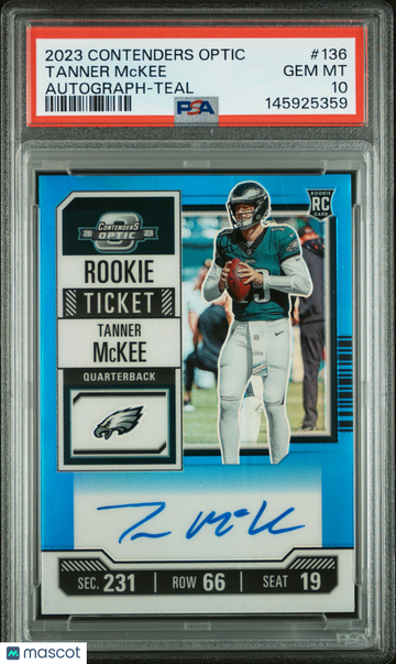 2023 Panini Contenders Optic Tanner Mckee #136 Autograph Teal PSA 10
