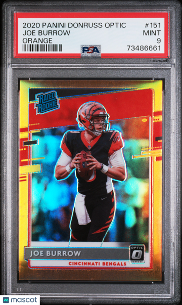 Graded 2020 Panini Donruss Optic Orange Joe Burrow #151 PSA 9 Football Card