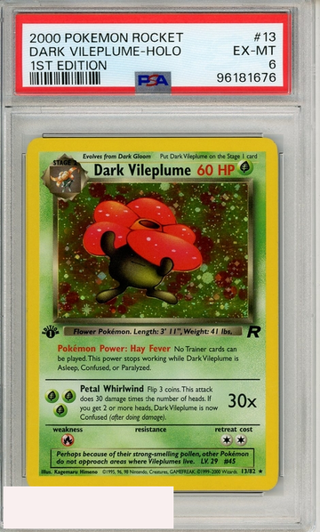2000 POKEMON ROCKET DARK VILEPLUME-HOLO #13 1ST EDITION PSA 6 EX-MT